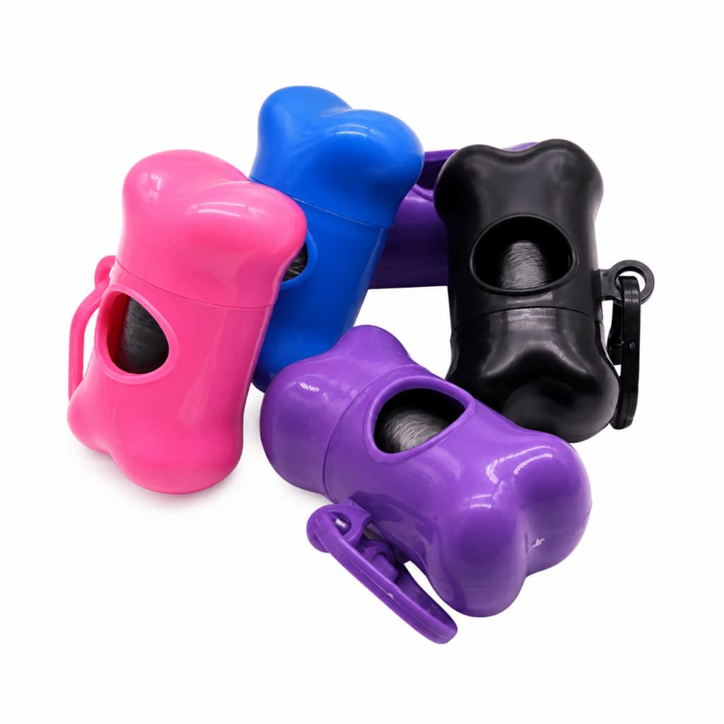 Kit Porta Saquinhos Ossinho + 1 Rolo Cata Caca Higienicos Cachorro