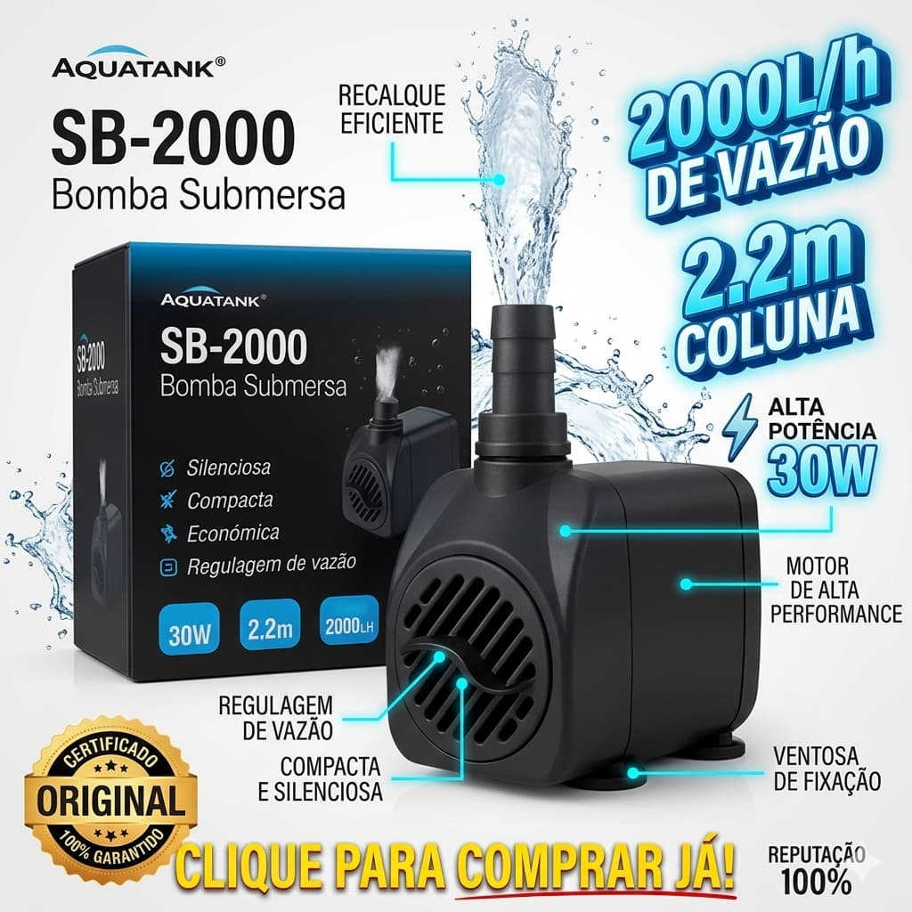 Bomba Submersa Aquatank SB-2000 Para Aquário Fonte Lago 2000L/h IMPELLER SB-2000 PEÇA DE REPOSIÇAO