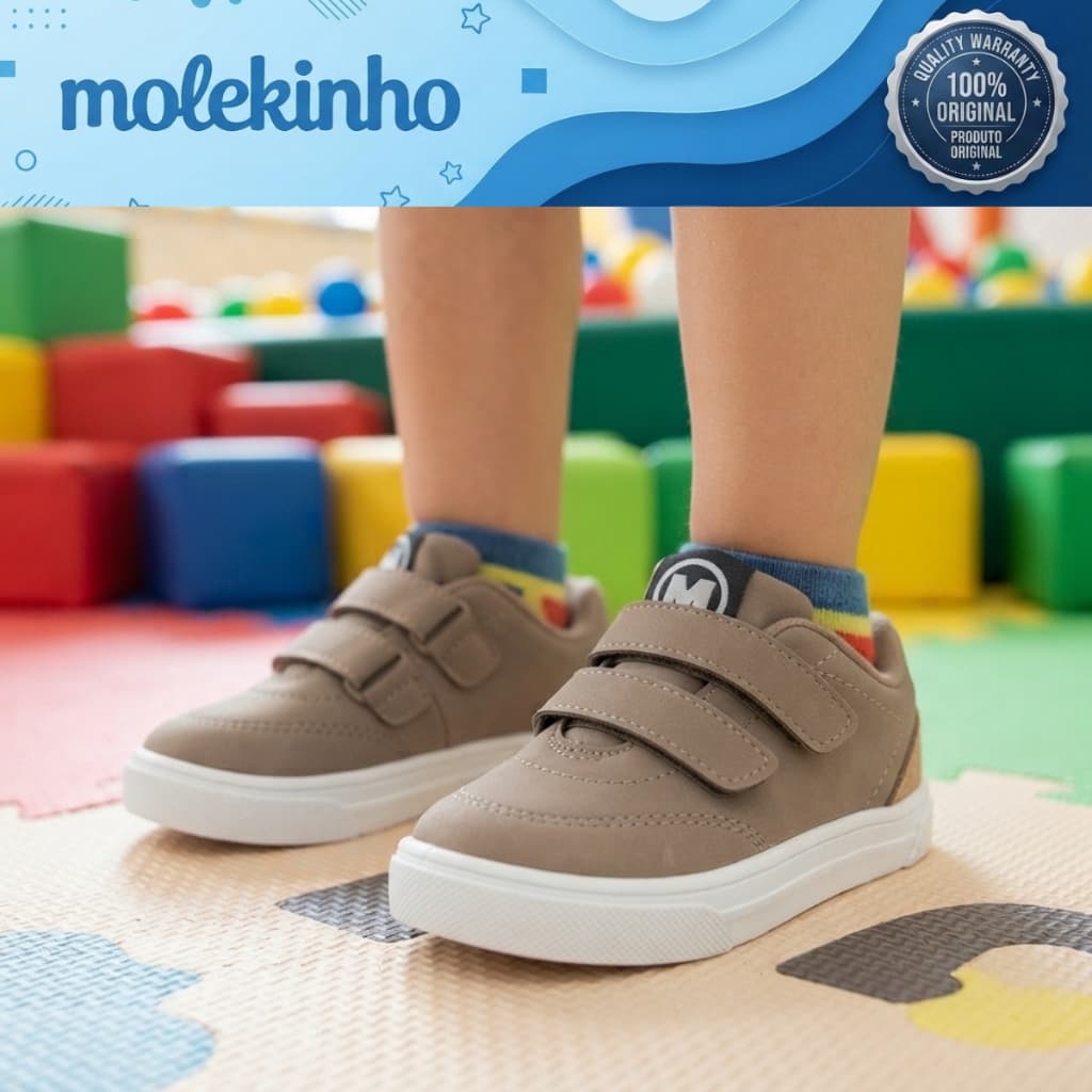 Tênis Básico Infantil Bebê Menino Molekinho Velcro Moderno Casual 2133.193 Original