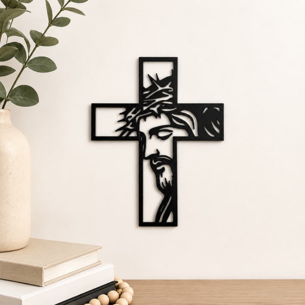 Quadro Crucifixo Vazado Jesus Cristo Decorativo para Parede 20cm Decoração Religiosa Católica
