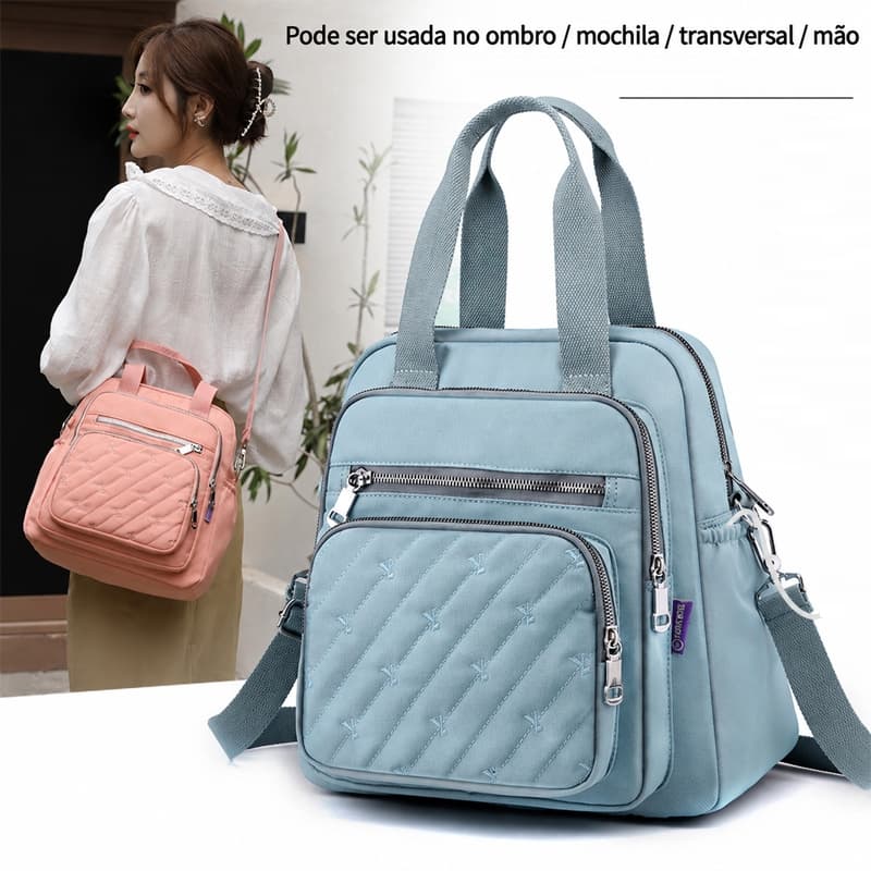 Mochila Feminina Multifuncional Grande Capacidade Bolsa de Costas Ombro Transversal e Mão Casual para Trabalho e Viagem