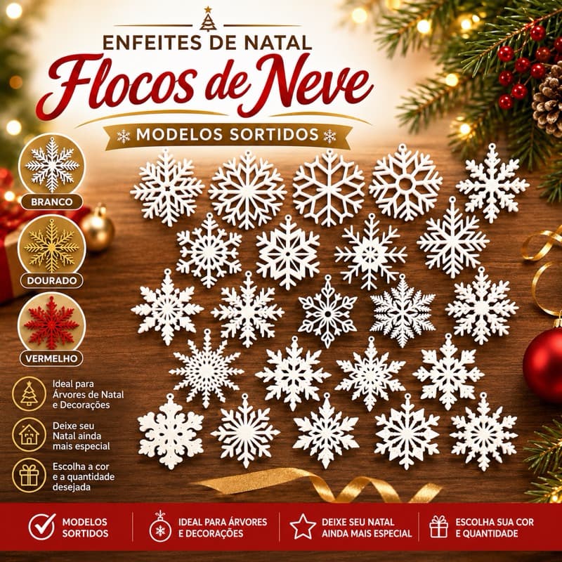 Decoração de Natal Enfeites de Flocos de Neve Decoração Árvore de Natal Presépio Cenário Papai Noel Boneco de Neve