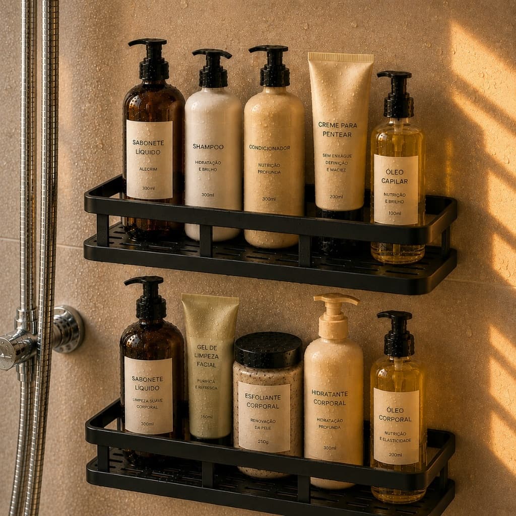 1/2/3 Peças Suporte De Canto e Reto Porta Shampoo Preteleira Para Banheiro Organizador Adesivo Não Precisa Furar