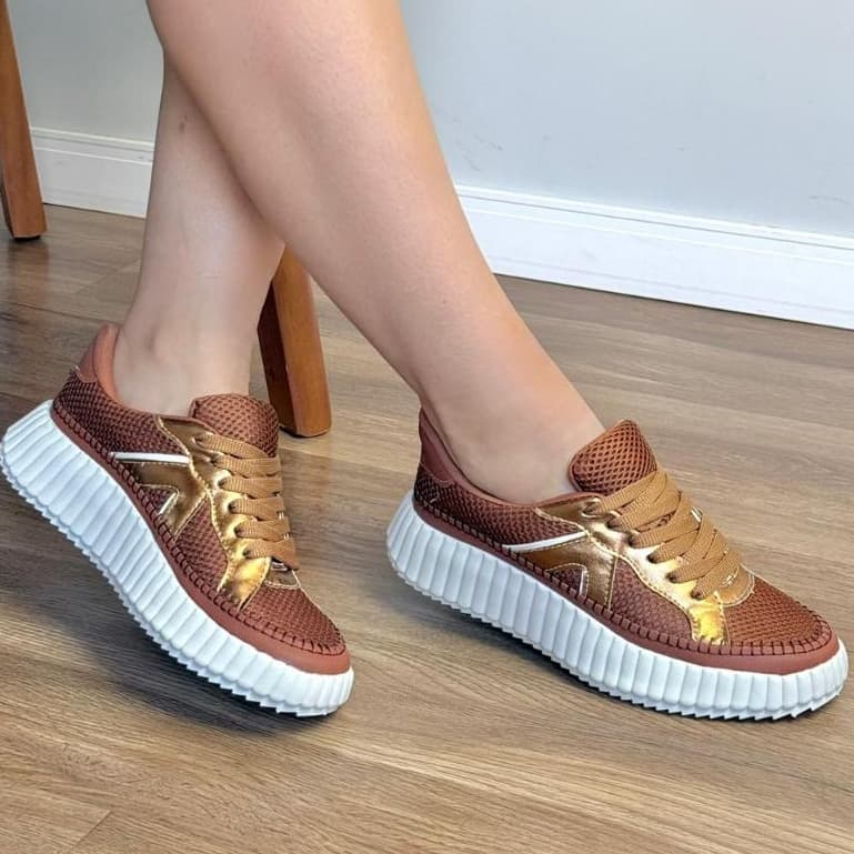 Tênis Feminino Casual Fashion Solado Alto Sneaker Plataforma Confortável