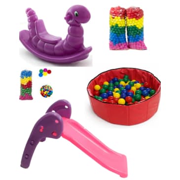 Kit Infantil Completo 4 em 1 🎠💦 | Piscina Redonda + Escorregador Baby + Gangorra Nhoca + 100 ou 200 Bolinhas Coloridas