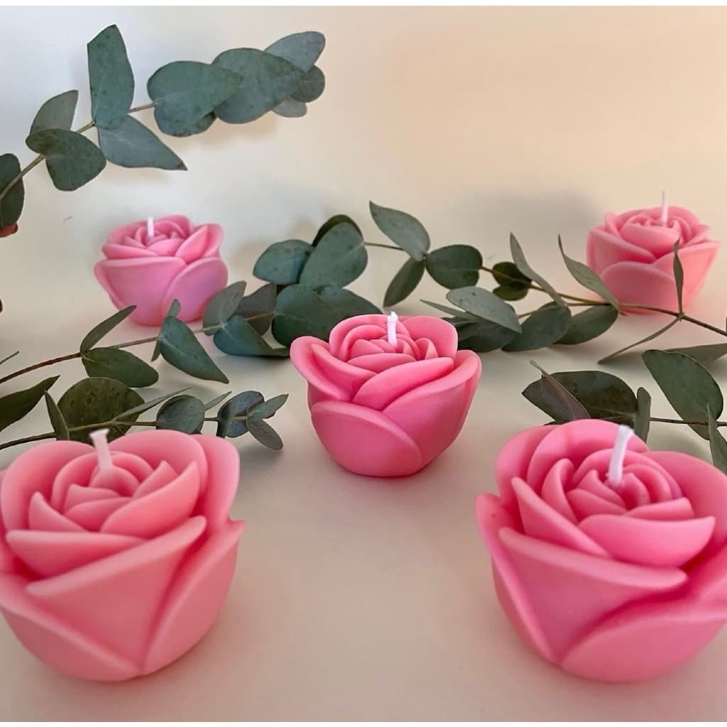 Vela Aromática Rosa | Vela Decorativa Formato Rosa | Vela Artesanal Cheirosa Presente Criativo | DT Aromas