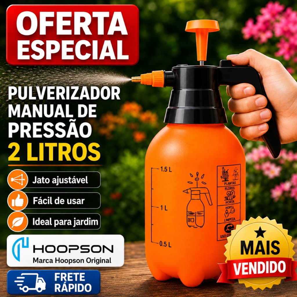 Pulverizador Manual de Pressão – 2 Litros | Ideal para Jardinagem, lavar carro, Limpeza em geral.