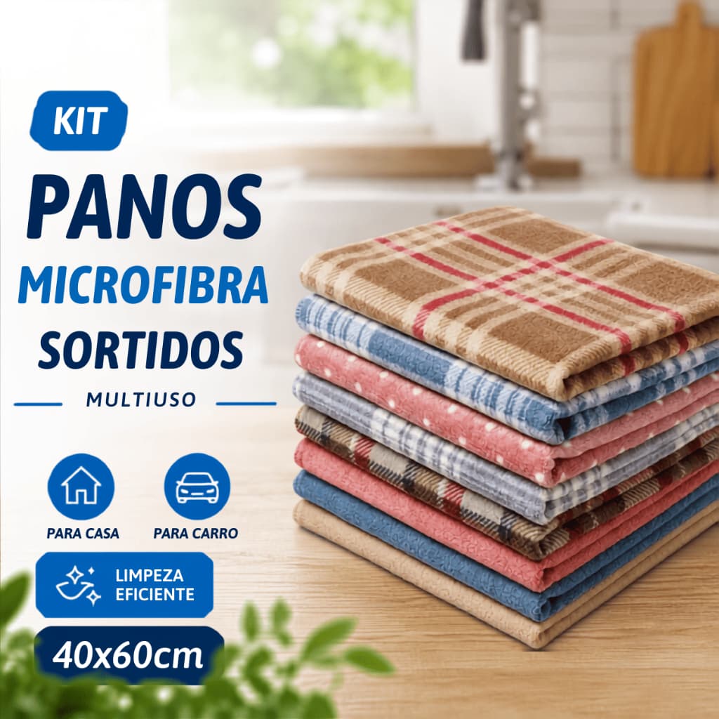 Kit Panos Paninhos de Limpeza Microfibra Manta Soft 40cm x 60cm Multiuso para Casa Carro Espelho Detalhamento Automotivo