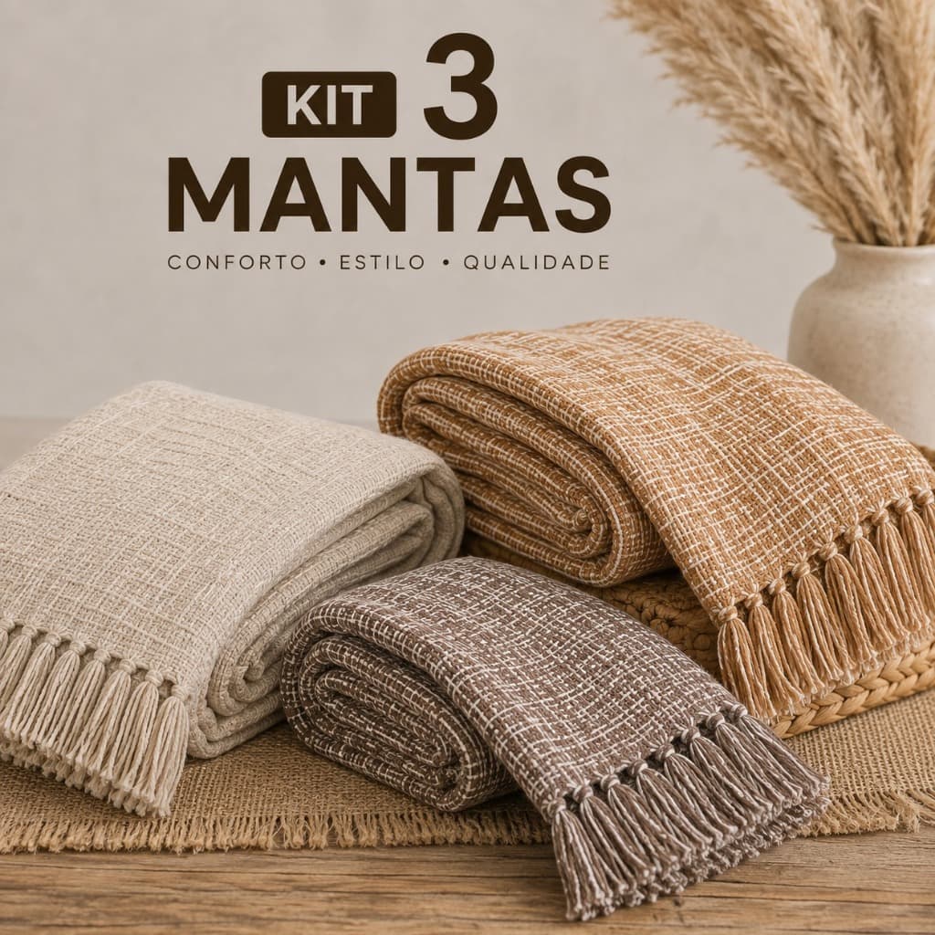 Kit 3 Mantas Tipo Capa Para Sofá Retrátil Gigante 2,20x1,50 Luxo Premium
