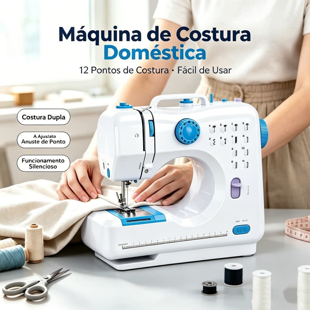 Mini Máquina de Costura Multifuncional Bivolt Kit de Linhas e Acessórios,Ideal para Reparos de Roupa
