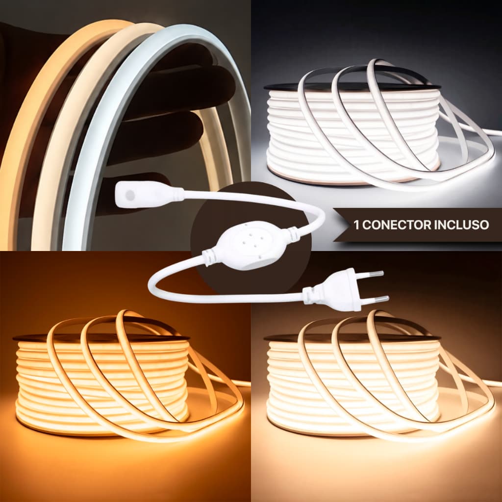 Mangueira LED COB 3528 288 LEDs/m Alta Densidade Flexível 110V 220V Não Usa Fonte Branco Frio Neutro Quente