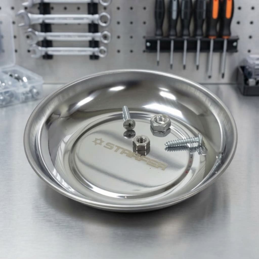 Bandeja Magnética Circular 148mm Inox Imã Organizador Para Parafusos Pequenas Peças Auto Starfer