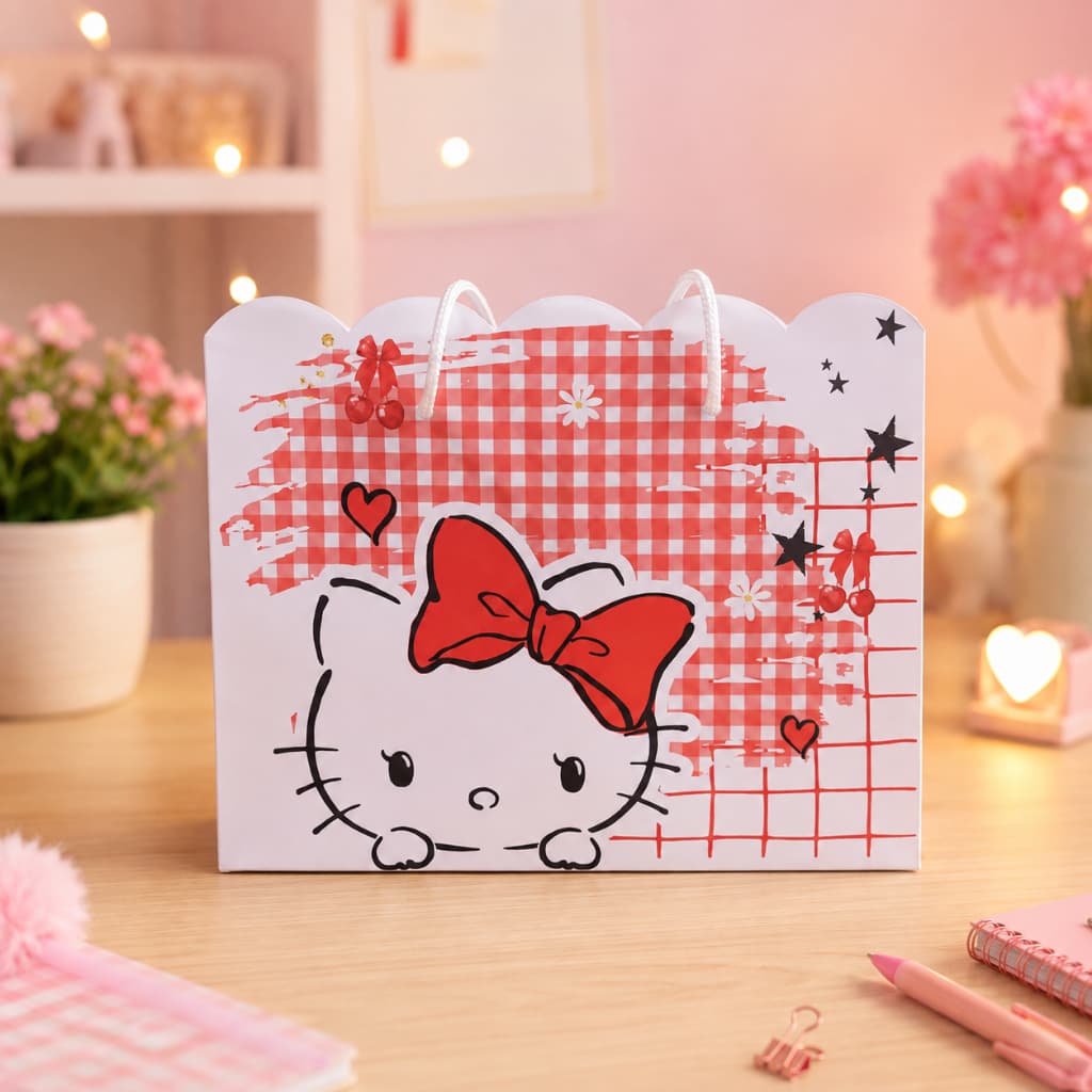 HELLO KITTY VERMELHO Sacolinha G Sacola Surpresa Lembrancinha para Festa