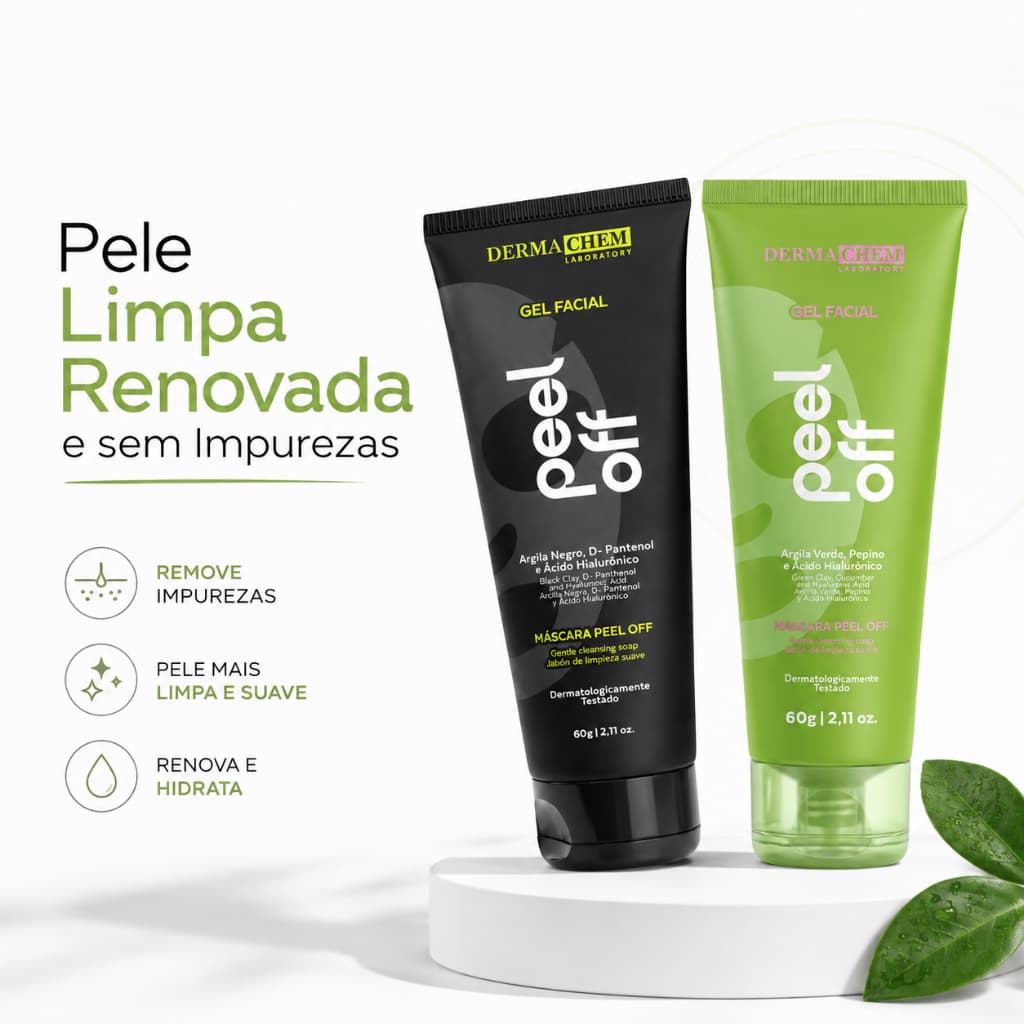 Kit 2 Máscaras de Argila Verde e Preta Reduz Cravos e Oleosidade Rejuvenescedor Adstringente Limpeza profunda dos Poros