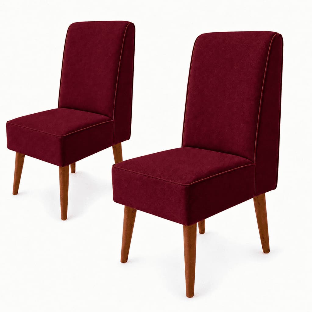 2 Cadeiras Poltrona Luna Sala de Estar Cozinha Bistrô Estofada com Pés de Madeira Suede