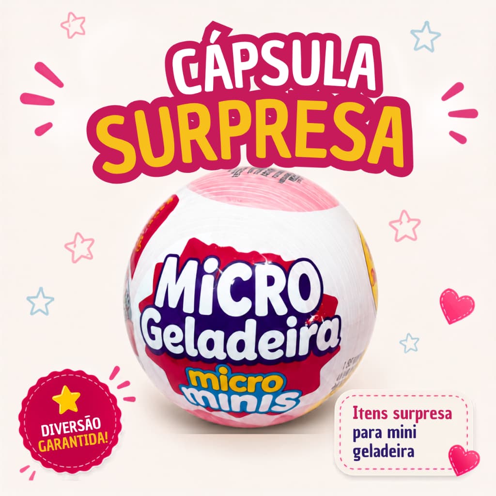 Bolinha Cápsula Surpresa com Mini Itens para Mini Geladeira Colecionável