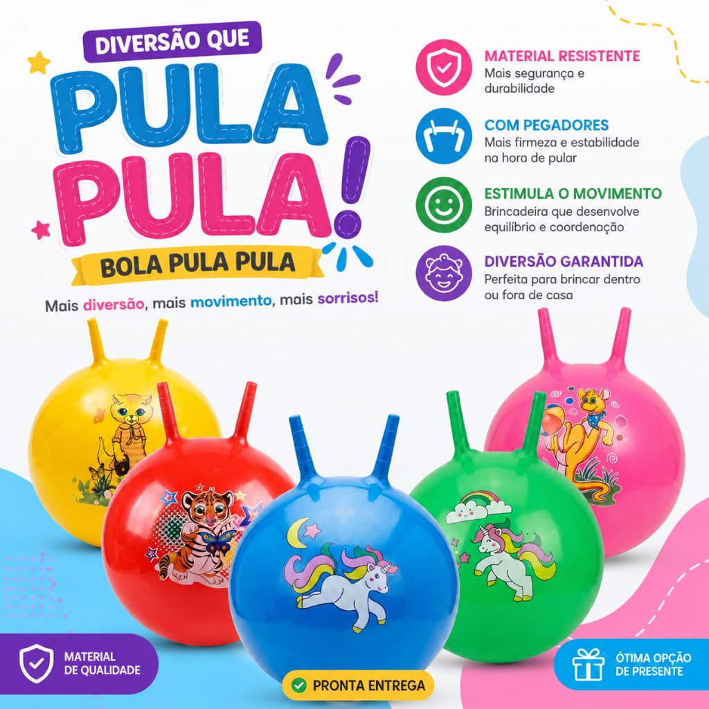Brinquedo Inflável Bola Pula Pula Lisa Sortida PVC/Vinil Cores Modelos Infantil +3 Anos