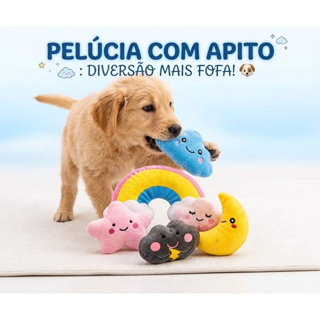 Brinquedo Pelúcia para Cachorro com Apito 10-14cm Mordedor Interativo Sortido