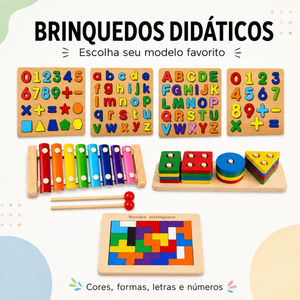 Brinquedo Educativo Infantil Números Alfabeto Encaixe Formas Tetris Aprendizado E Coordenação Motora