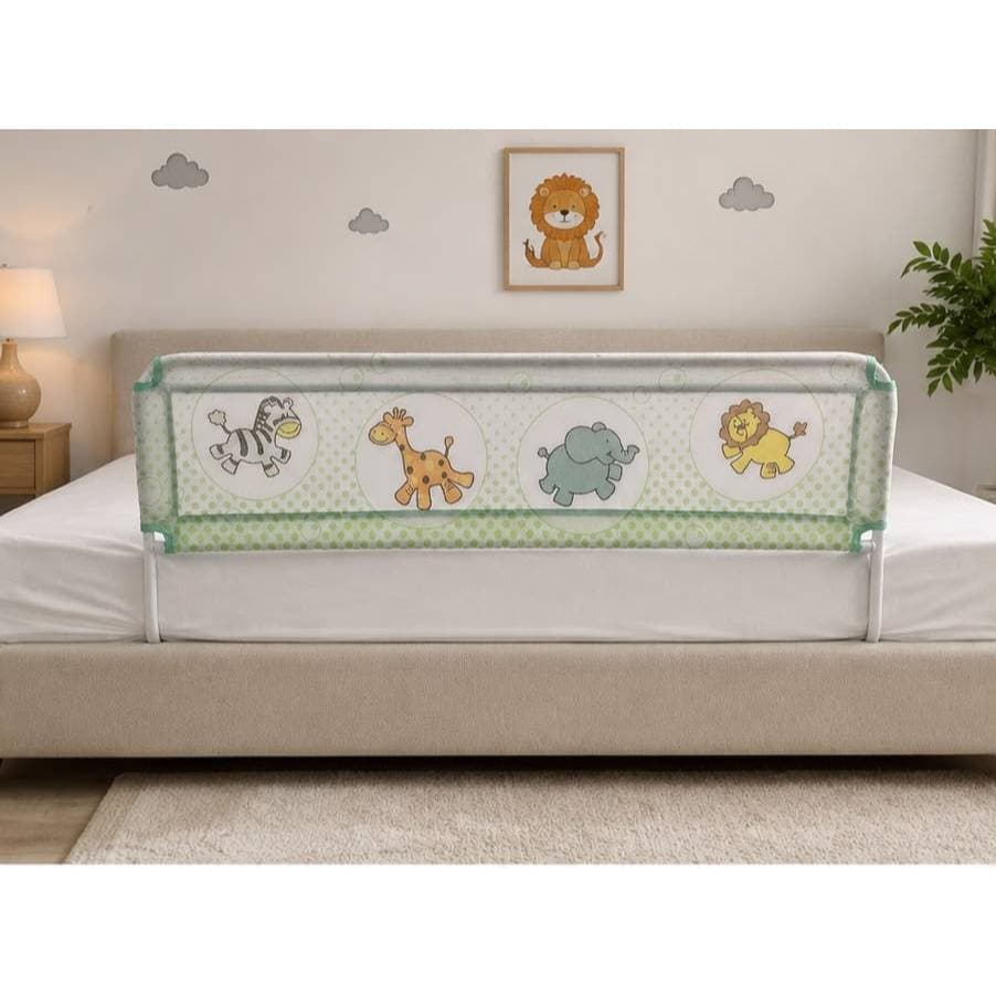 Grade de Cama ...Verde c/ detalhes se bichinhos para Proteção de Bebê Crianças Jovens e Idosos