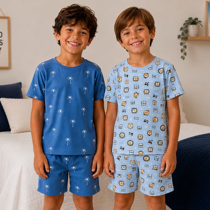 Pijama Infantil Masculino 4 ao 14 Anos Confortável Estampas Modernas | Pijama Infantil Juvenil Menino Verão