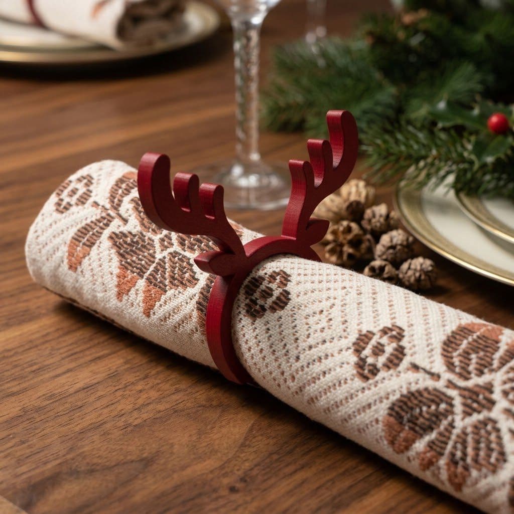 Kit Conjunto 4, 6 ou 8 Porta Guardanapo Natalino | Anéis de Guardanapos | Decoração de Natal | Ideal Para Mesa Posta