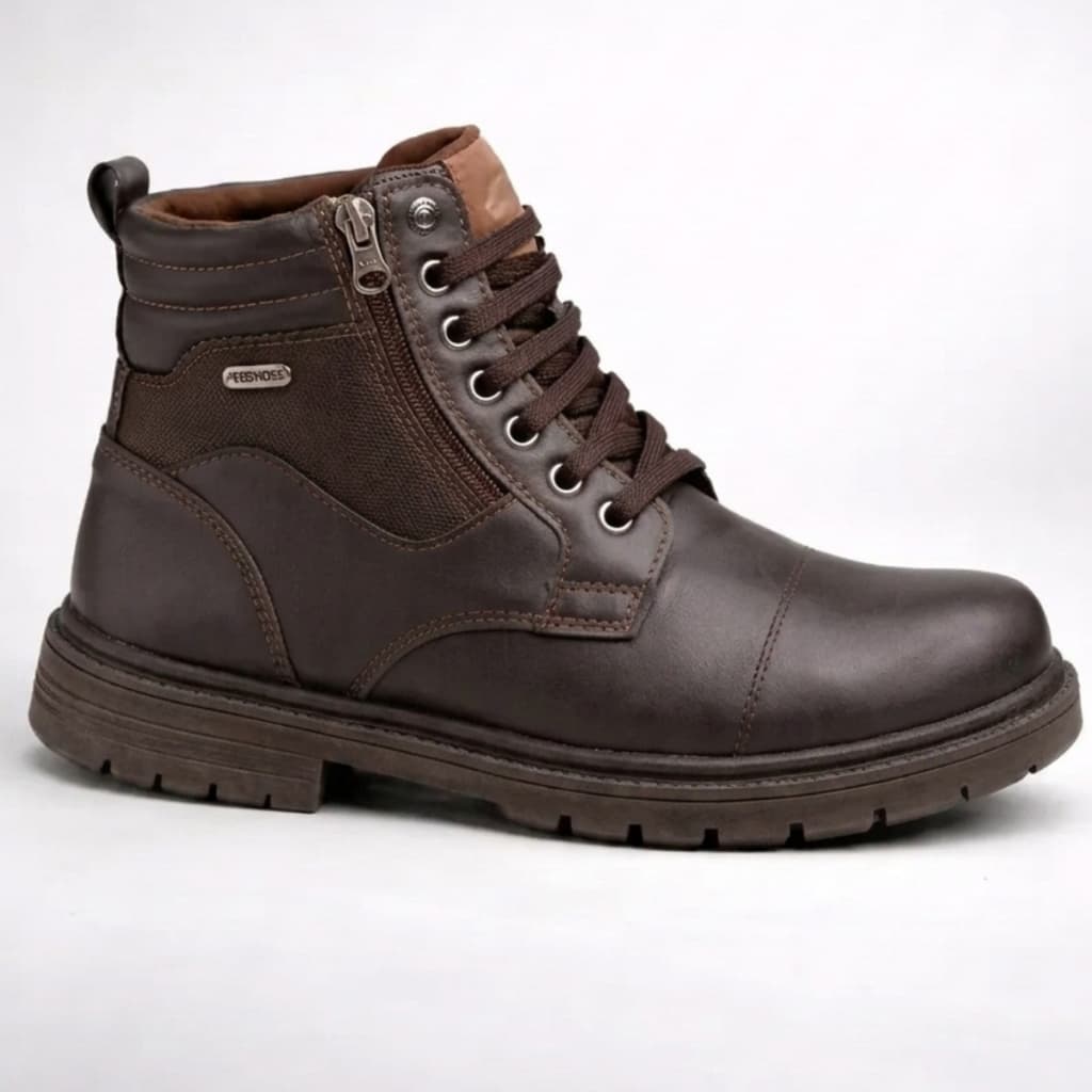 Bota Cano Médio Masculina Coturno Zíper Confortável