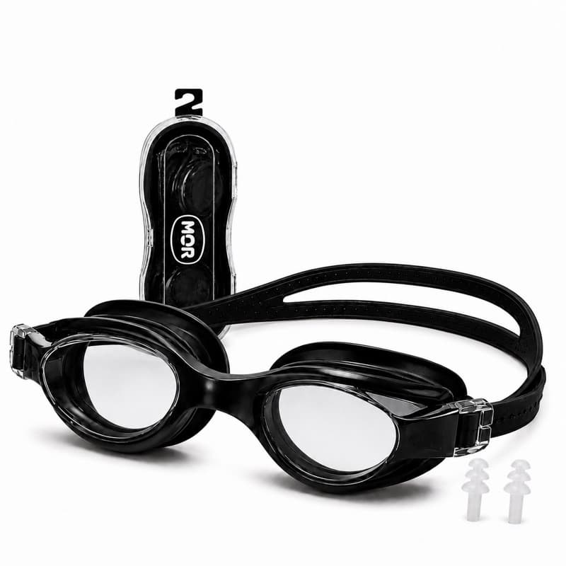Óculos de Natação MOR Basic Adulto com Protetor Auricular + Estojo PVC para Piscina