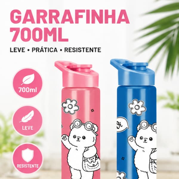Garrafinha 700ml Squeeze  Plástico leve Plasduran