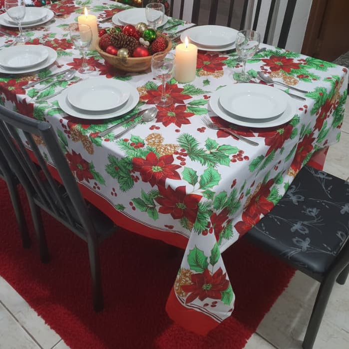 Toalha de Mesa Natal Natalina Estampada Luxo Para 6 e 8 Cadeiras 2,10 x 1,50 -Varias Estampas.