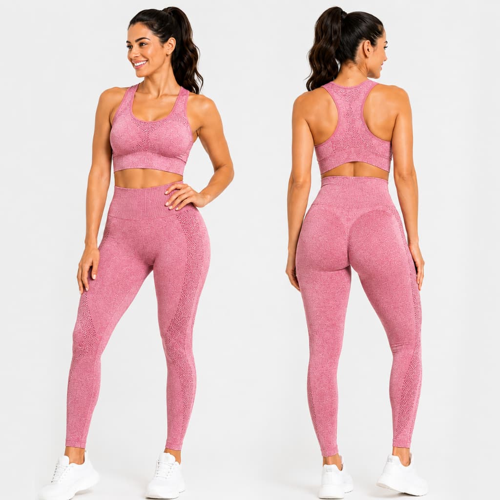 Conjunto Academia Top e Legging Levanta Bumbum Conjunto Fitness Feminino Top + Legging Cintura Alta Sem Costura Academia