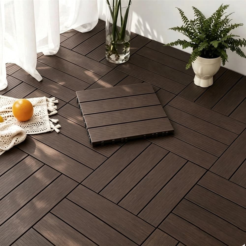Kit 11 Deck Modular 30×30 Encaixável Para Varanda Jardim E Áreas Externas