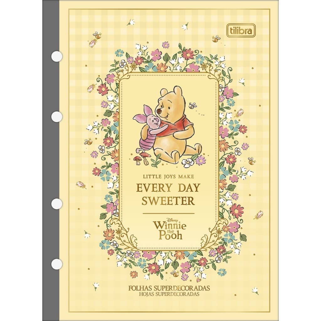 Refil Pooh Tamanho Colegial para Fichário e Caderno Argolado 80 Folhas - Tilibra | Papel Carta