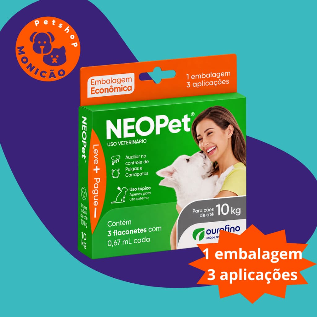 NEOpet Cachorros antipulgas e carrapatos - 3 unidades - Ourofino Pet