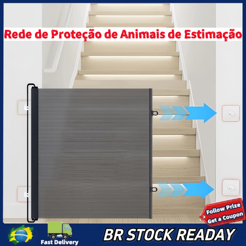 ✅[BR Seller]150CM Grade de Segurança Retrátil para Pets Portátil Sem Furo Proteção para Cães e Gatos