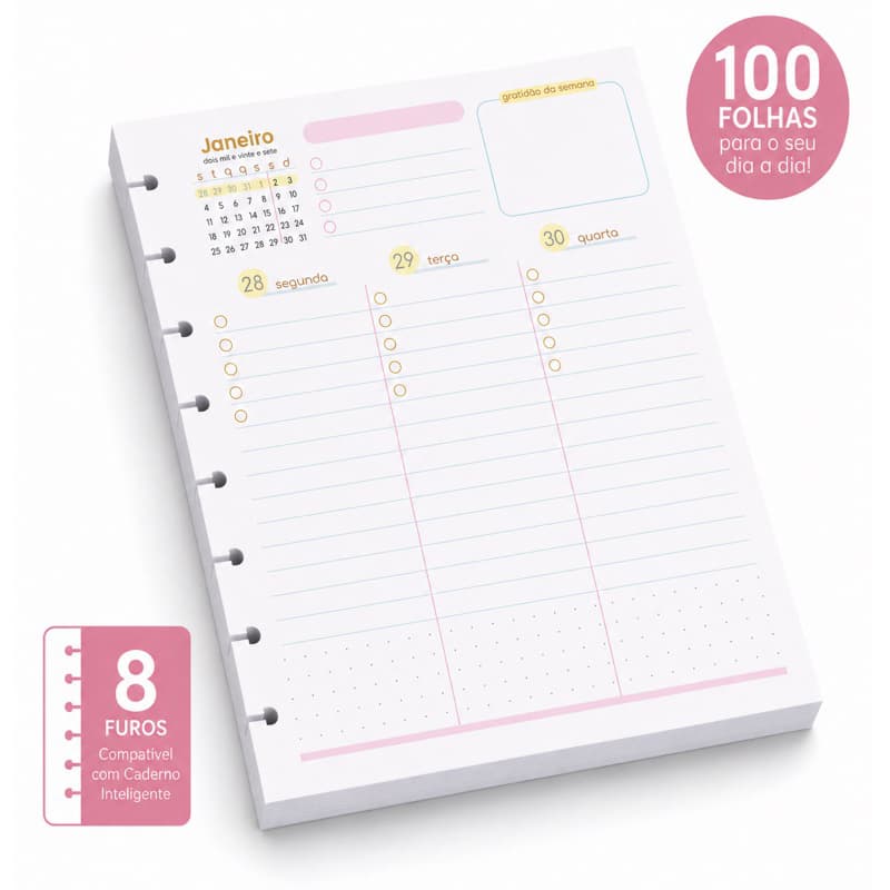 Refil Planner com furo Inteligente
