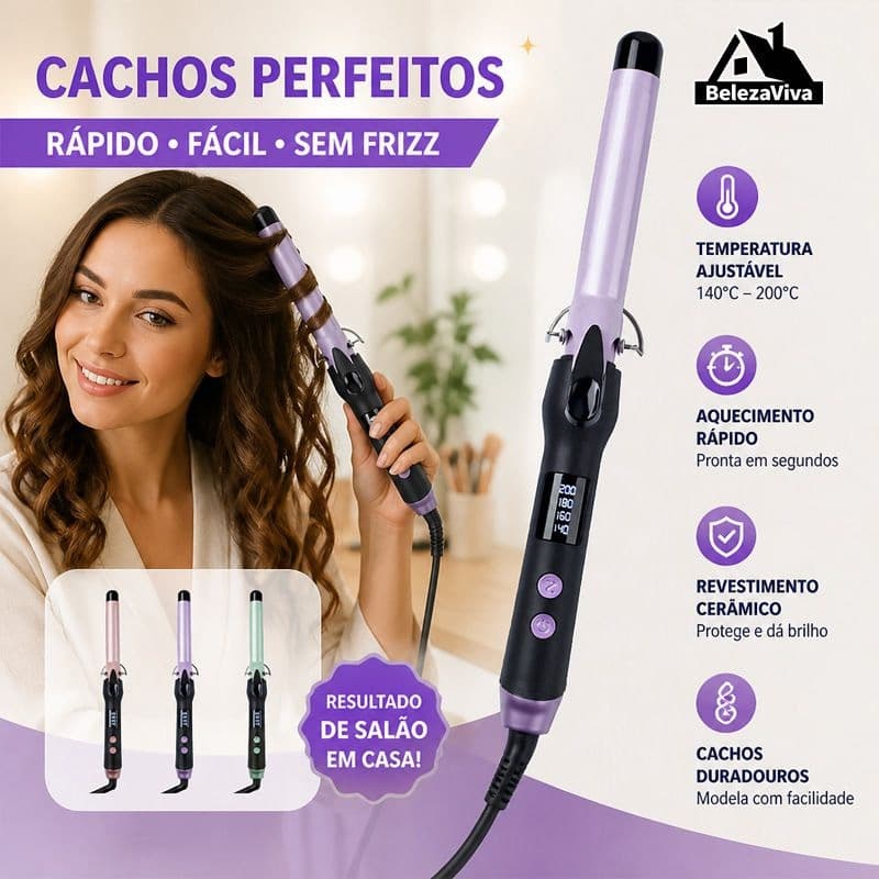Modelador de Cachos By Juliette Mondial 70W Verde Oliva com Voltagem Bivolt Ideal para Ondas e Cachos Duradouros 417