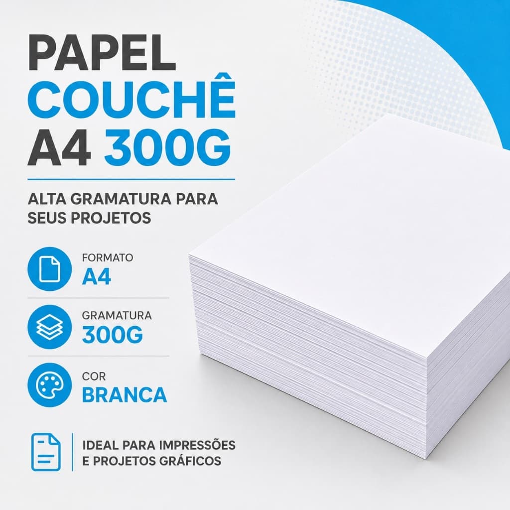 100 Folhas Papel Couchê A4 300g Brilho – Papel Fotográfico Grosso para Impressora Laser Convites e Cartões