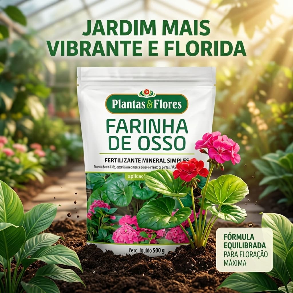 Fertilizante FARINHA DE OSSO 500g Granulado Plantas e Flores Sólido Adubo Mineral Simples