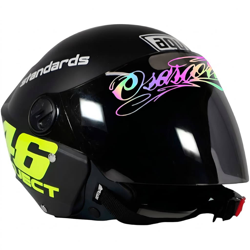 Capacete Aberto Pro Tork Liberty 3 Project 46 Personalizado Osascorte Holográfico Preto Fosco