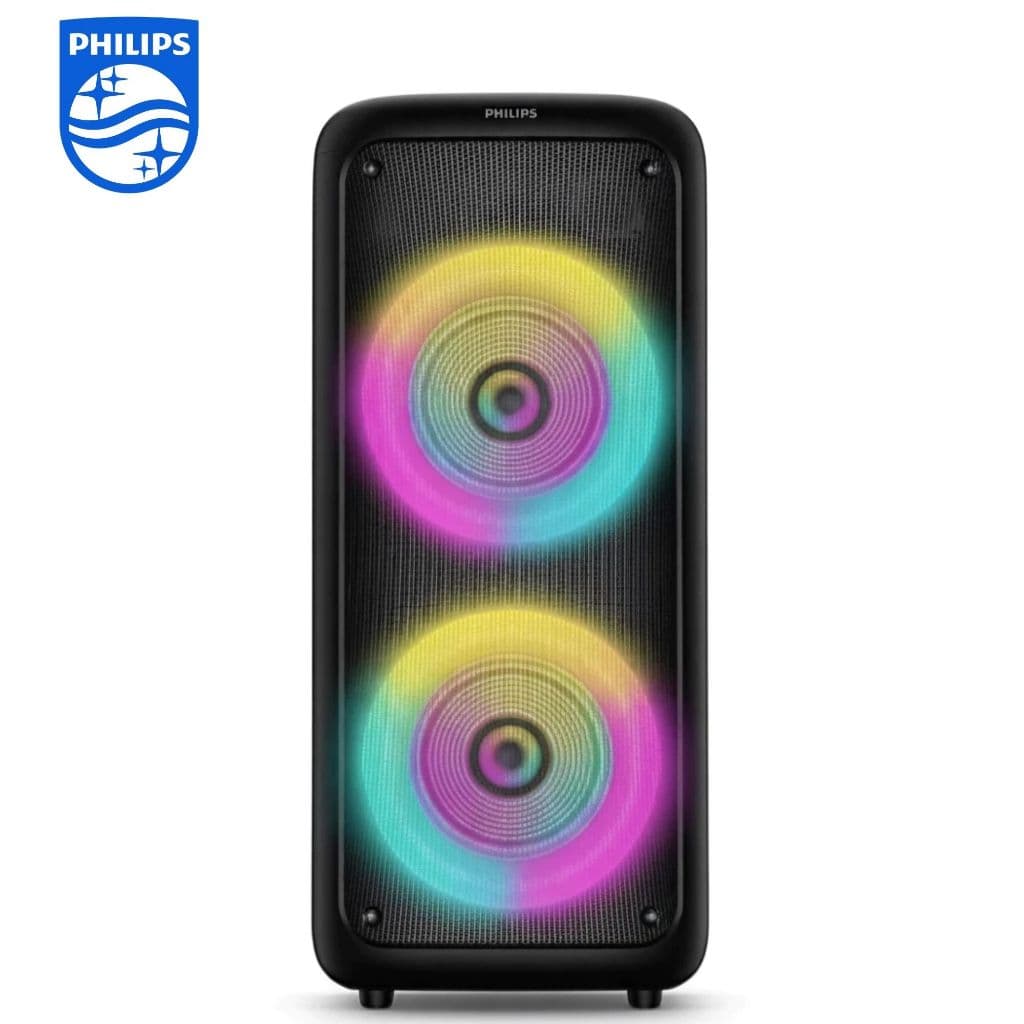 Caixa de Som Philips Party Speaker 1500W Bluetooth Karaokê USB FM AUX Função TWS Cartão SD Bivolt