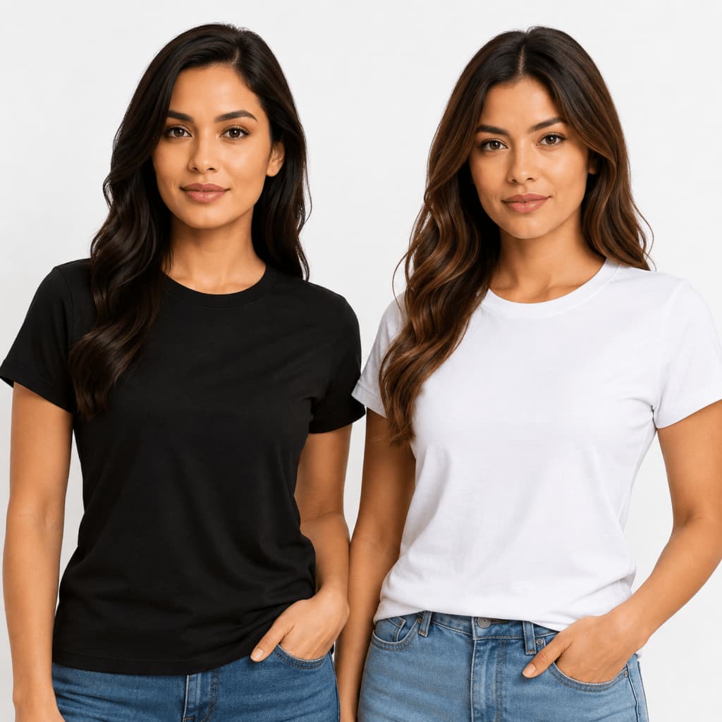 Kit 2 Camisetas Femininas Algodão Babylook T Shirt Básica Lisa Casual Academia Viagem Dia a Dia