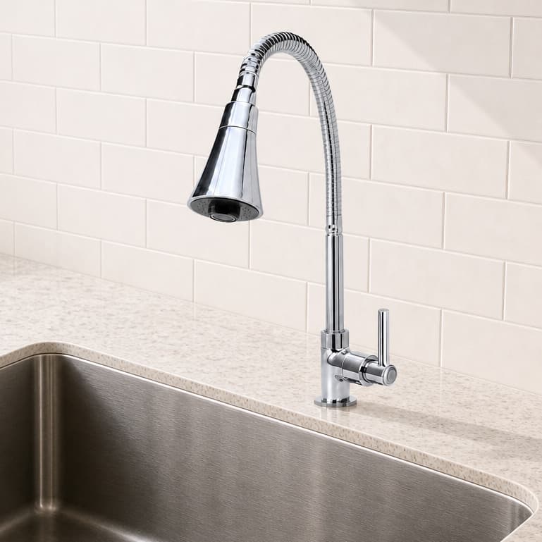 Torneira Gourmet Flexível Inox 2 Jatos Chuveirinho pia 1/4 de Volta bancada balcao Cozinha Cromada