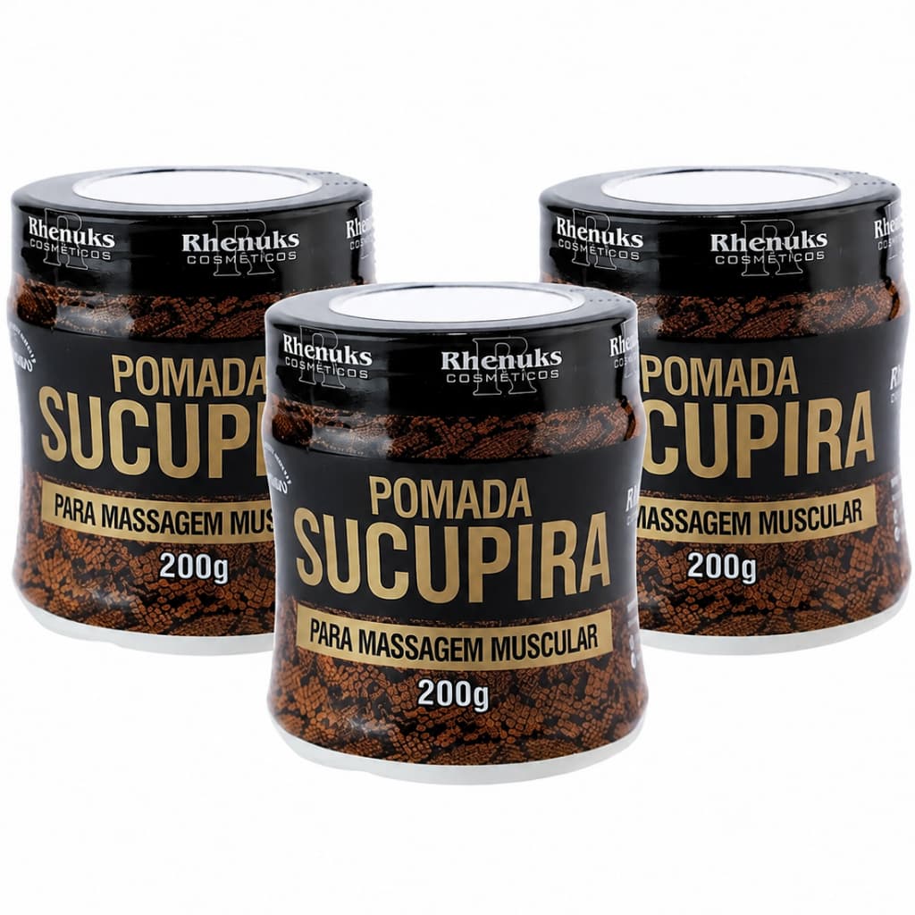 Kit 3 Pomada Sucupira 200g Rhenuks - Alivio das Dores Musculares