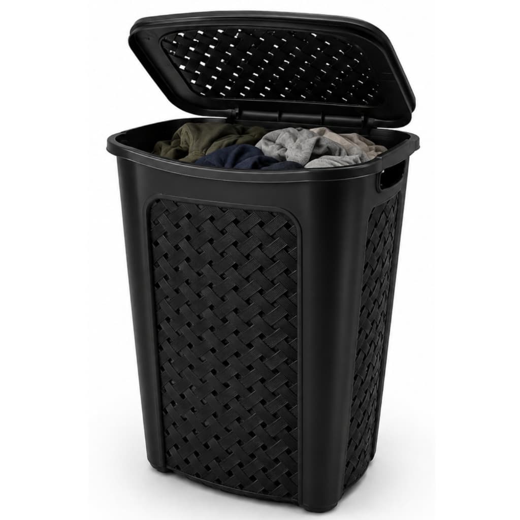Cesto de Roupa Suja 45 Litros com Alça e Tampa Rattan Para Lavanderia Banheiro Quarto Organização Casa