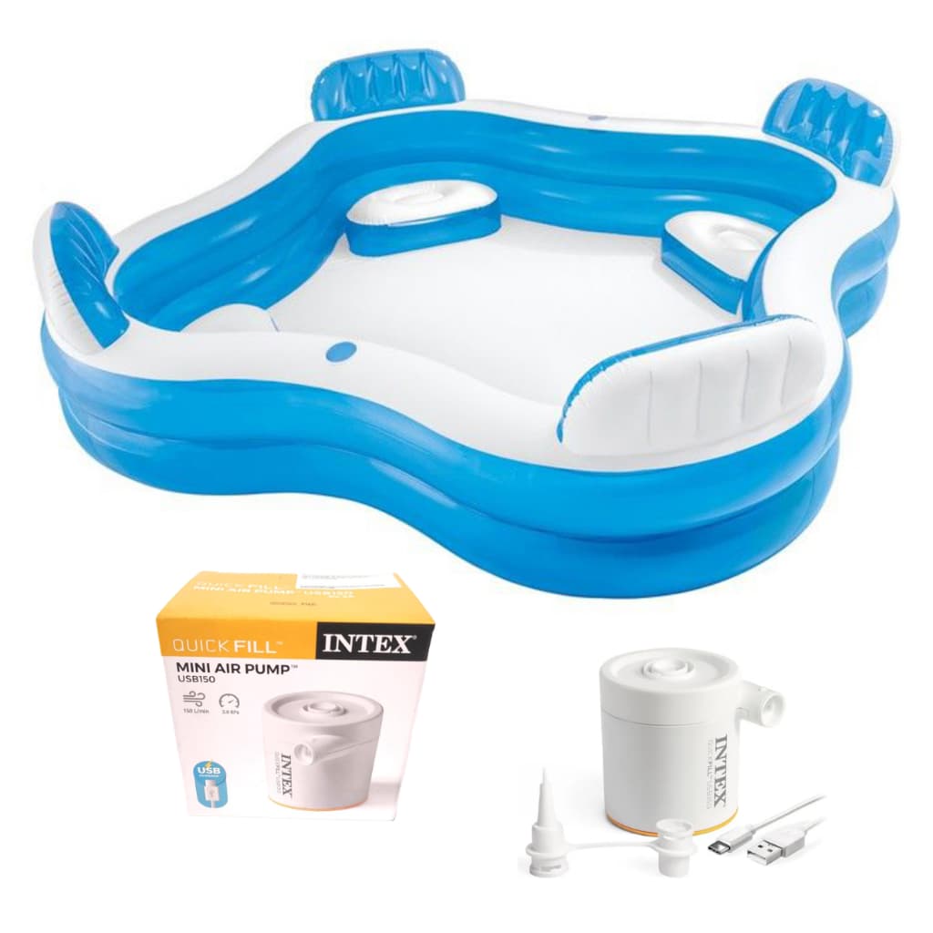 Piscina Inflável c/ 4 Assentos 990 L e Bomba Elétrica Intex