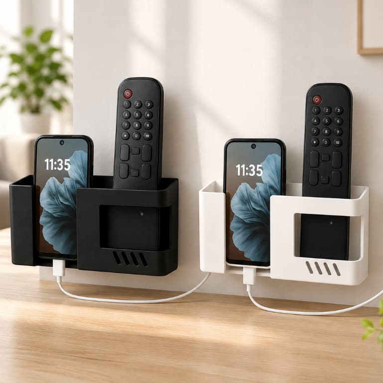 Suporte de Parede Porta Objetos 2 em 1 Sem Furar Multifuncional Para Celular, Controle de TV