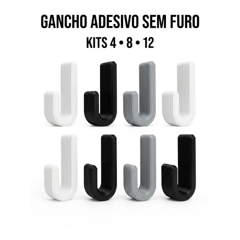 Kit Gancho Adesivo Parede Sem Furo Toalha Banheiro Cozinha