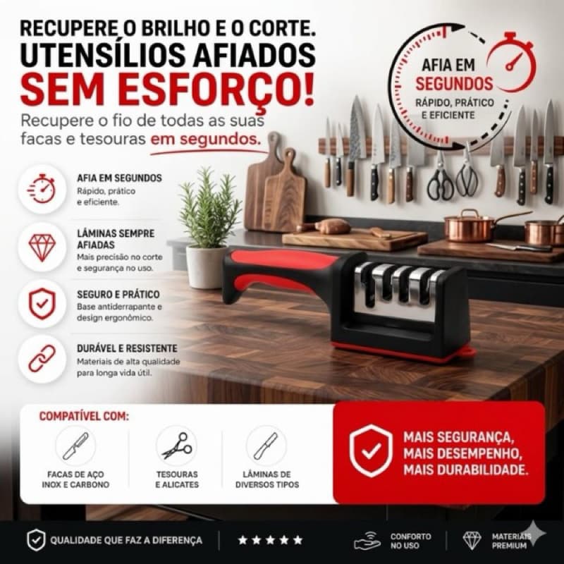 1/3/5 unidades Afiador De Facas Profissional 3 Estágios Amolador Manual Premium  cozinha Alta Precisão