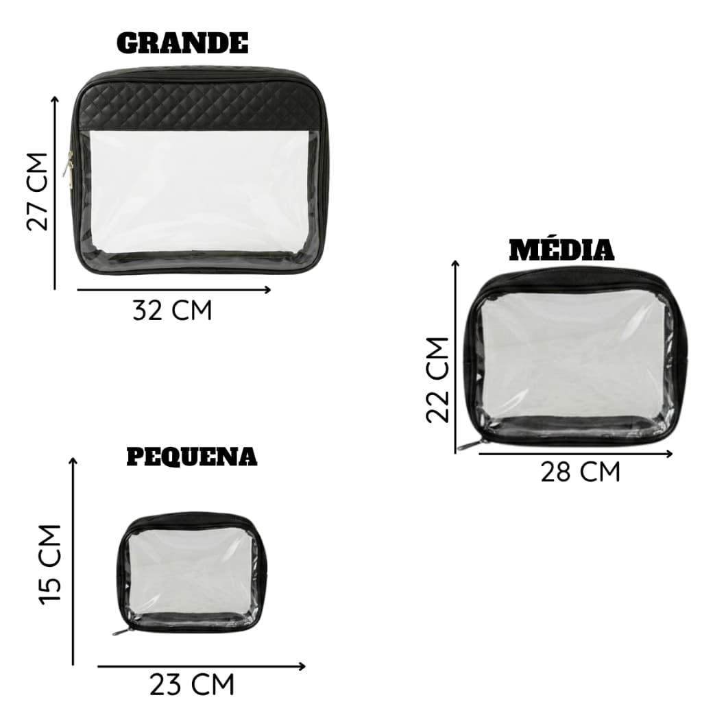 Organizador Impermeável Necessaire com Zíper – Tamanho Médio Ideal para Viagem Ideal para maquiagem, higiene pessoal, ac